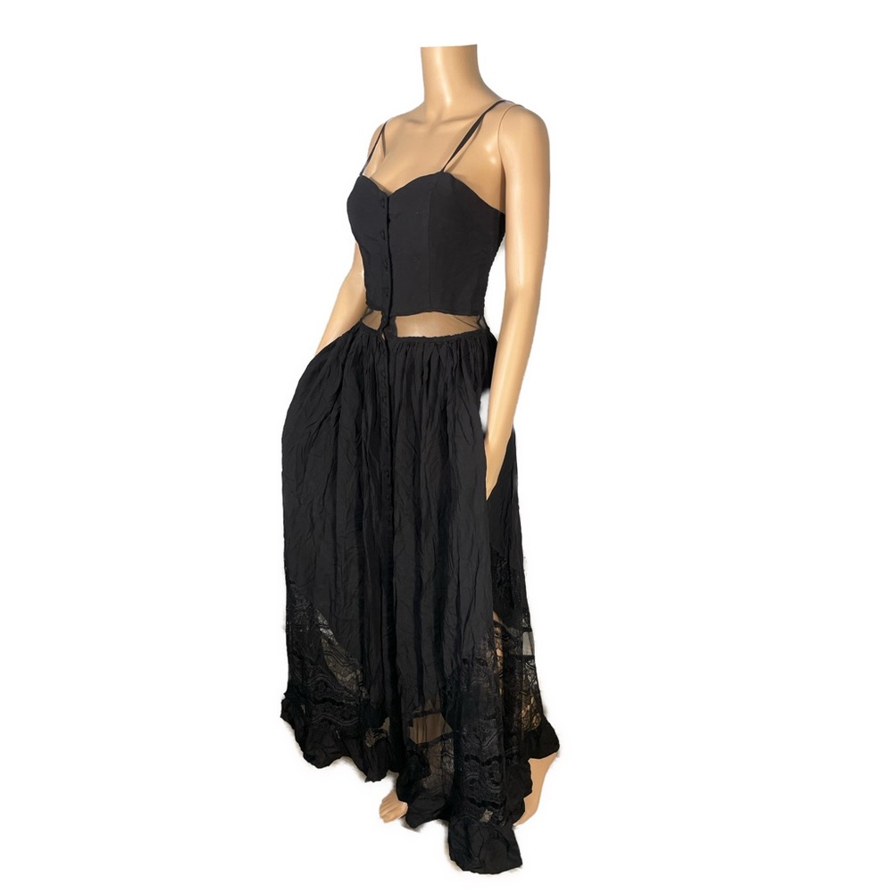 NWOT Jarlo Nordstrom Long Maxi Ruffle Lace Spaghetti Dress S UK 10